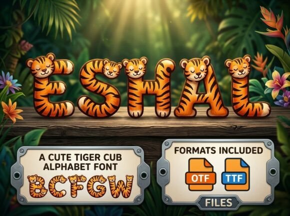 Eshal: A Playful Tiger Cub Typeface for Editorial Design