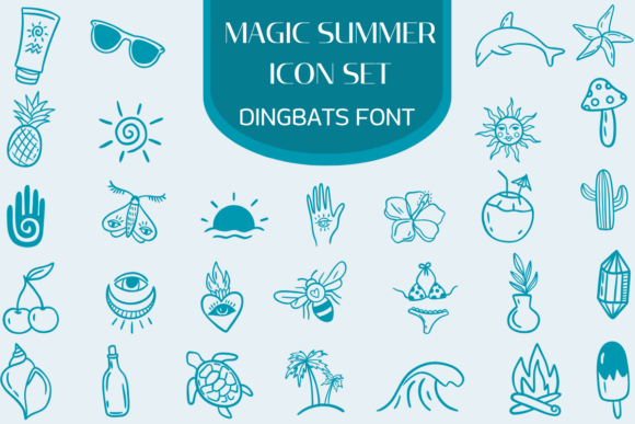 Magic Summer Icon Set: A Whimsical Font for Bright Branding